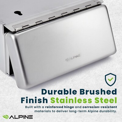 Alpine Industries Stainless Steel Napkin Disposal Receptacle, 10" x 3.74", Black,  2/Pack (451-SSB-MK)
