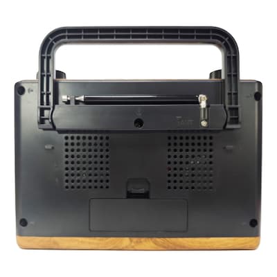 QFX Wireless Retro-Style Portable Bluetooth AM/FM/Shortwave Radio with Flashlight & Party Light, Brown (RETRO-1937)