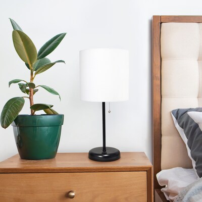 Creekwood Home Oslo 19.50" LED Table Lamp with USB Port, Black/White (CWT-2011-BA)