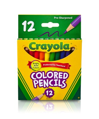 Crayola Short Barrel Colored Pencils, Assorted Colors, 12/Box (68-4112)