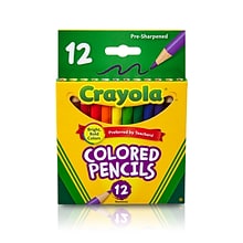 Crayola Short Barrel Colored Pencils, Assorted Colors, 12/Box (68-4112)