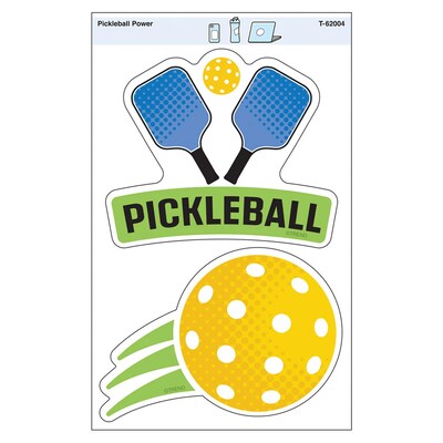 Trend Enterprises Pickleball Power Vinyl Stickers, Multicolored, 2/Pack, 6/Packs/Bundle (T-62004-6)
