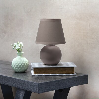 Simple Designs Compact Ceramic Globe 8.66" LED Table Lamp, Gray (LT2008-GRY-LB)