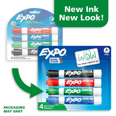 Expo Tank Dry Erase Marker, Chisel Tip, Assorted Colors, 4/Pack (80174)