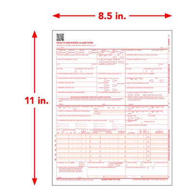 ComplyRight CMS-1500 Health Insurance Claim Forms (02/12), 8-1/2" x 11", Pack of 500 (CMS12LC500)