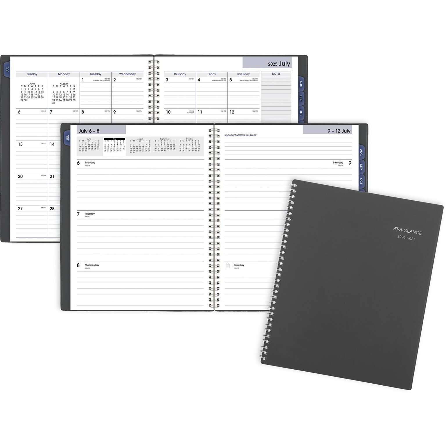 2026-2027 AT-A-GLANCE DayMinder 8.5 x 11 Academic Weekly & Monthly Planner, Plastic Cover, Charcoal (AYC545-45-27)