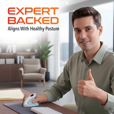 Delton S12 Wireless Ergonomic Vertical Computer Mouse, White (DMERG12WBWH)