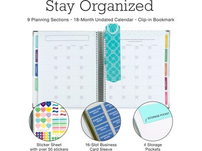 Global Printed Products 9" x 11" Wedding Planner, Hardcover, Teal/Silver (GPP-PLNR-SLV)