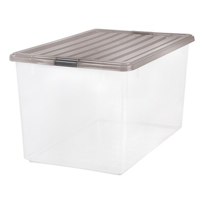 Iris 144 Quart Storage Container with Lid, Plastic, Gray, 3/Pack (500254)