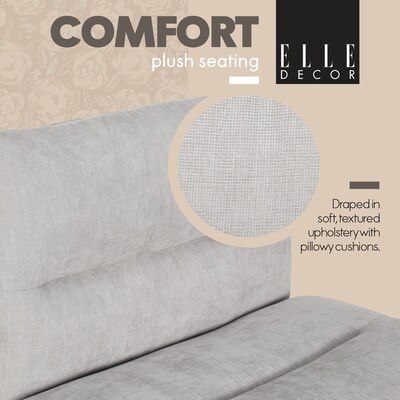 Elle Decor Ariana Armless Ergonomic Fabric Swivel Computer and Desk Chair, Light Gray (60121-LGRY)