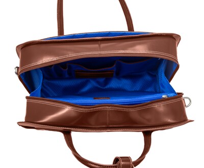 McKlein WILLOWBROOK Leather Briefcase, Laptop Compatible, Rolling, Brown (94984)