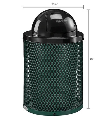 Global Industrial Outdoor Steel Diamond Trash Can w/ Dome Lid, 36 Gallon, Green (261948GN)