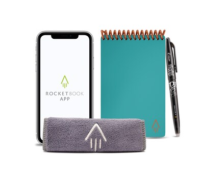 Rocketbook Mini Reusable Smart Notepad, 3.5" x 5.5", Dot-Grid Ruled, Teal, 48 Pages (EVR-M-RC-CCE-FR)