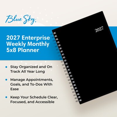 2027 Blue Sky 5" x 8" Weekly & Monthly Planner, Black (160973)