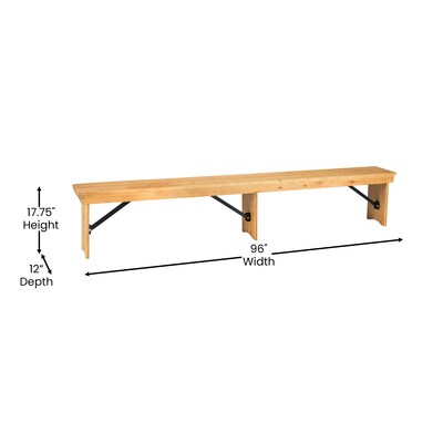 Flash Furniture HERCULES Solid Pine 3-Seat Folding Farm Bench, Light Natural (XAB96X12LLN)