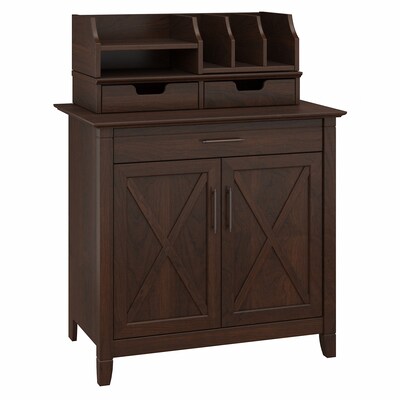 Bush Furniture Key West Laptop Storage Desk Credenza with Desktop Organizers, Bing Cherry (KWS011BC)