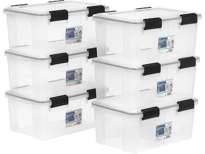 Iris WeatherPro Stackable Polypropylene Storage Box, 7.88" x 17.5" x 11.75", 19 Qt., Clear, 6/Pack (110380)