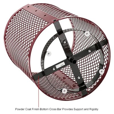 Global Industrial Outdoor Diamond Steel Trash Can w/ Dome Lid & Base, 36 Gallon, Red (261948RDD)