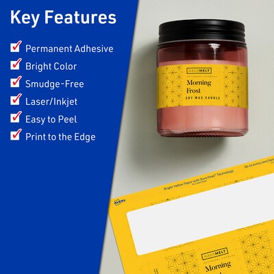 Avery Laser/Inkjet Rectangle Multipurpose Labels, 1" x 7", Bright Yellow, 320/Pack (94225)