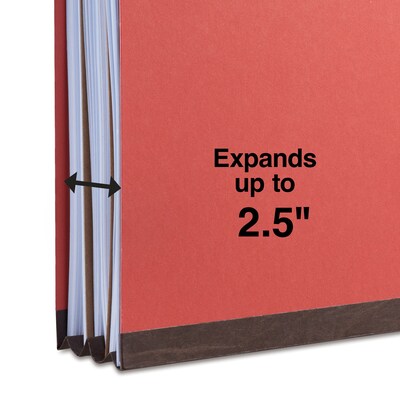 Quill Brand® 2/5-Cut Tab Pressboard Classification File Folders, 2-Partitions, 6-Fasteners, Legal, Brown, 15/Box (7-39036)