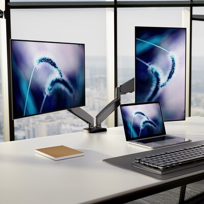 Mount-It! Adjustable Dual Monitor Desk Mount with Gas Spring Arms, Up to 32 Monitor, Black (MI-1882BLK)