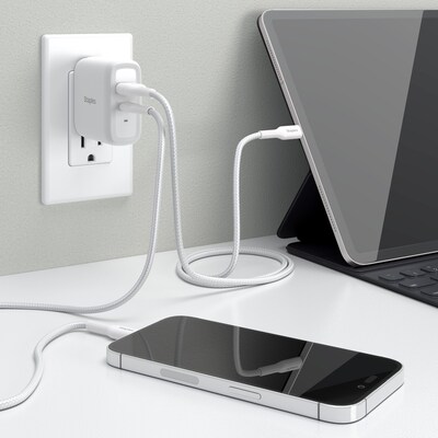 Staples TECH GaN USB-A/USB-C Wall Charger, White (ST62324-CC)