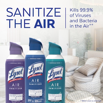 Lysol Air Sanitizer Spray, Simple Fresh Scent, 10 oz., 6/Carton (19200-99350CT)