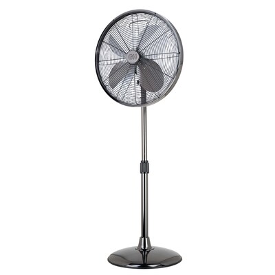 Good Housekeeping Retro Pedestal Fans 16-inch 3-Speed Oscillating Pedestal Fan, Midnight Chrome (926
