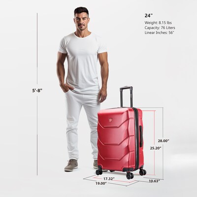 DUKAP Zonix 26 Hardside Suitcase, 4-Wheeled Spinner, TSA Checkpoint Friendly, Wine (DKZON00M-WIN)