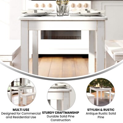 Flash Furniture HERCULES Series 46" Farm Dining Table, Rustic White (XAF46X30WH)
