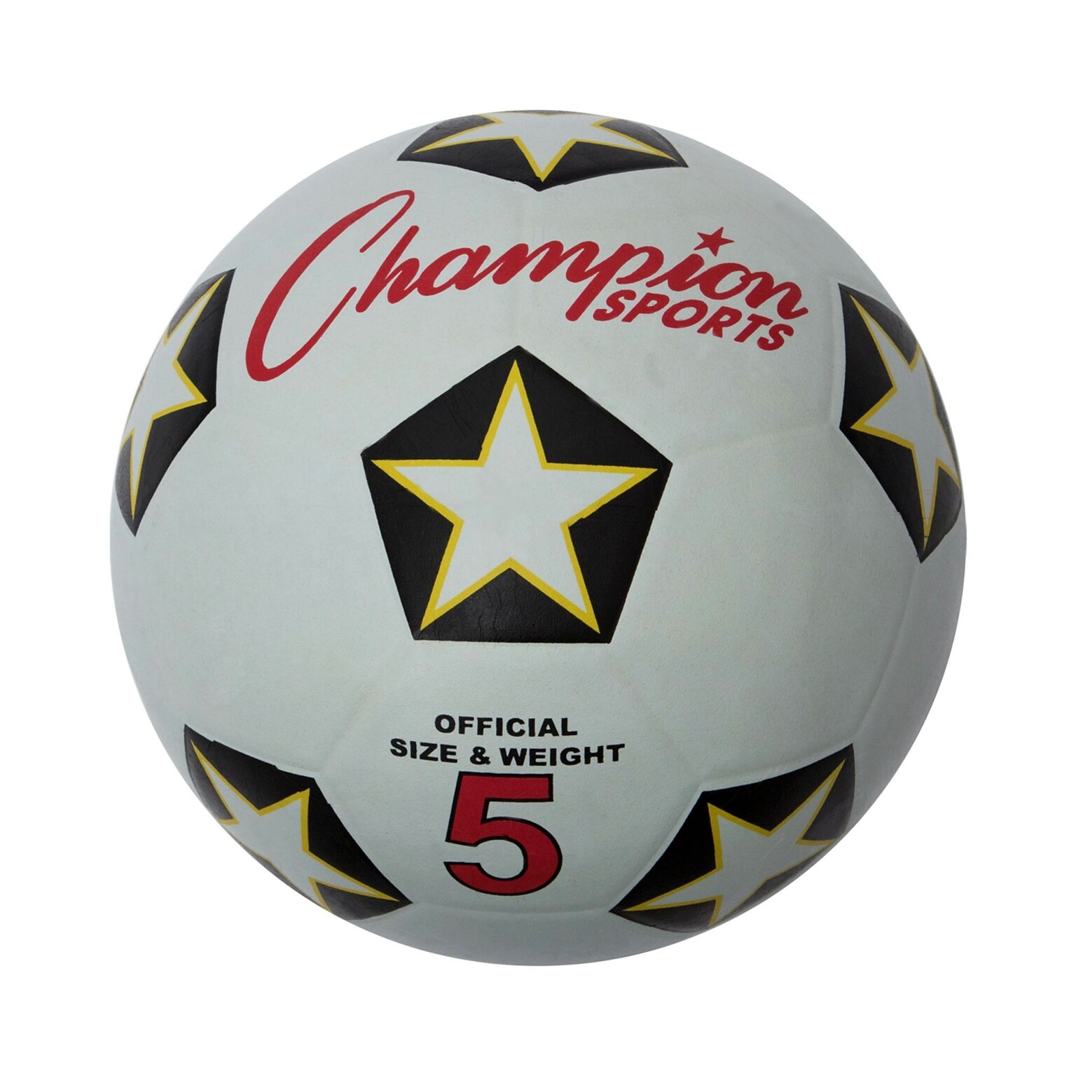 Champions Water-Resistant Rubber-Covered Sports Ball, White/Black, Size 5 Soccer Ball