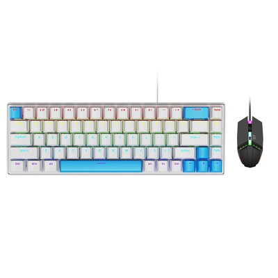 SaharaCase Wired Gaming Keyboard & Mouse Combo, White/Blue (KB34)