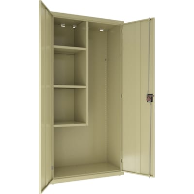 Lorell Fortress Series 72" Steel Janitorial Storage Cabinet With 4-Shelves, Putty (LLR00017)
