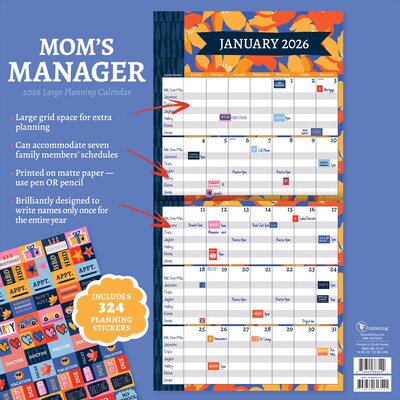 2026 TF Publishing Mom's Manager 12" x 12" Monthly Wall Calendar (26-1114)