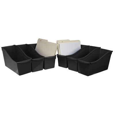 Storex Large Book Bin, Black, 14.3L x 5.3W x 7H, Set of 6 (STX70109E06C)