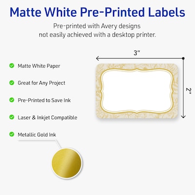 Avery Rectangle Laser/Inkjet Multipurpose Labels, 2 x 3, White, 80/Pack (19479371083)