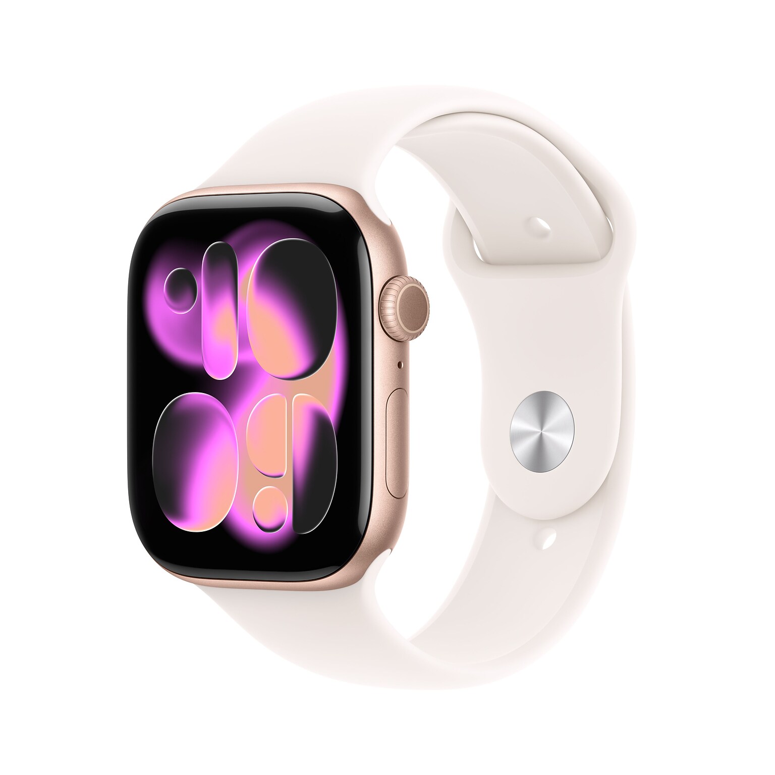 Apple Watch Series 11 GPS + Cellular Smartwatch, 46mm, Rose Gold Aluminum Case, Light Blush Sport Band, Small/Medium (MFCG4LW/A)
