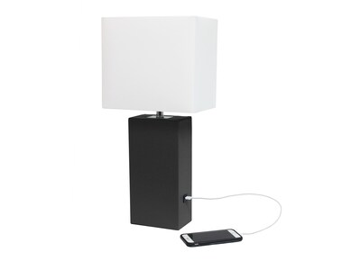 Lalia Home Lexington Table Lamp, Black Faux Leather (LHT-3012-BK)