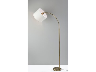 Simplee Adesso Jace 64" Antique Brass Floor Lamp with Off-White Drum Shade (SL1145-21)