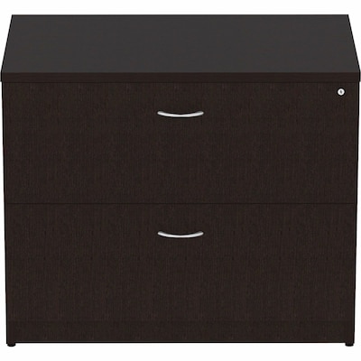 Lorell Essentials 2-Drawer Lateral File Cabinet, Letter/Legal Size, Lockable, 29.5H x 36W x 22D, Espresso Laminate (LLR18223)