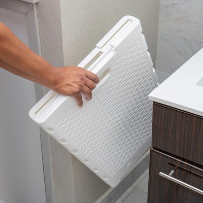 Mind Reader Foldable Plastic Laundry Hamper with Lid, White (FOLHAMP61-WHT)