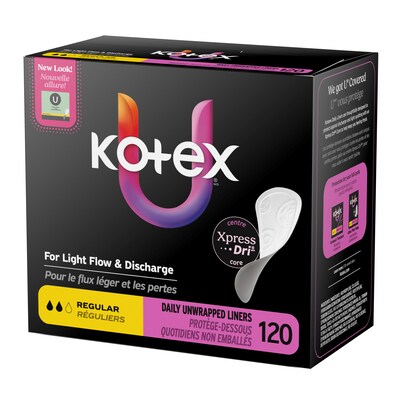 U by Kotex Security Lightdays Liner, Unscented, 120/Pack (58318)