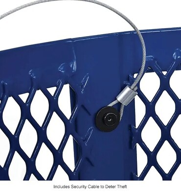 Global Industrial Outdoor Diamond Steel Trash Can w/ Rain Bonnet Lid, 36 Gallon, Blue (261926BL)