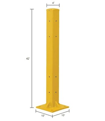 Global Industrial Guard Rail Post for Double Rail, 42"H, Yellow (436732)