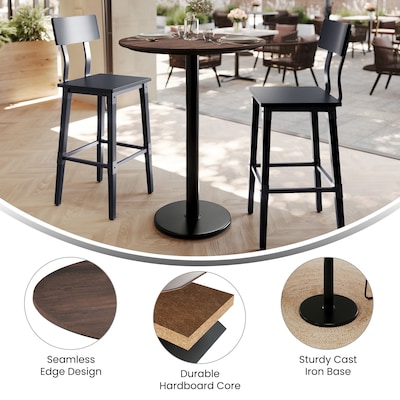 Flash Furniture Acadia 31.25" Round Wooden Dining Table, Dark Brown/Black Base (STRD31WBRTR18B)