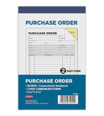 Cosco 2-Part Carbonless Purchase Order, 5.56 x 8.44, 50 Sets/Book (074052)