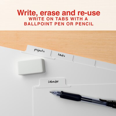 Staples® Write-On™ BIG TAB 5-Tab Set Dividers, White Tabs, 4/Pack (13508)