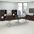 Bush Business Furniture 120W x 48D Boat Shaped Conference Table with Metal Base, Mocha Cherry/Silver
