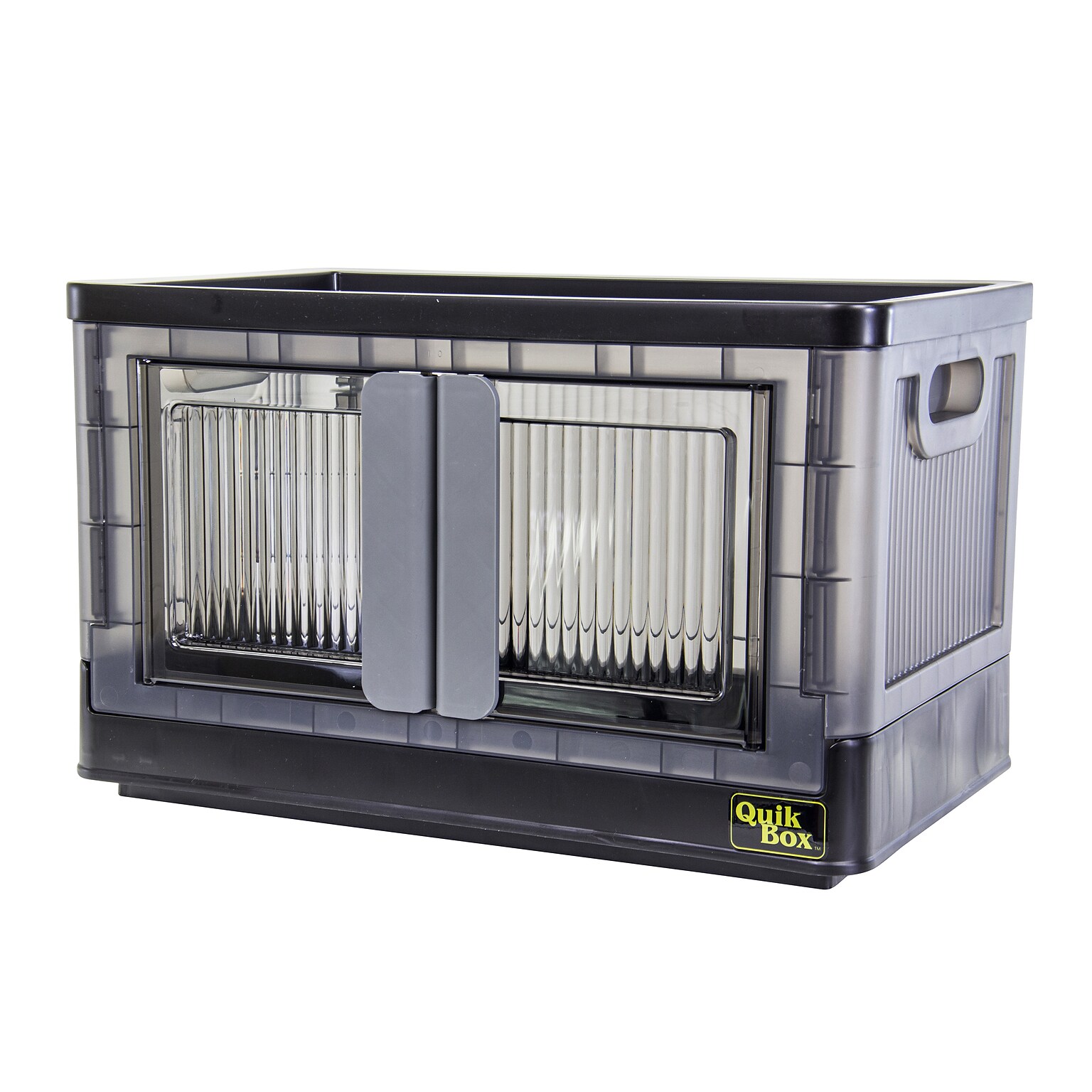 Dbest Quik Box Medium Stackable Folding Plastic Storage Bin, 12 x 12 x 11, 34 Qt., Black (01-931)