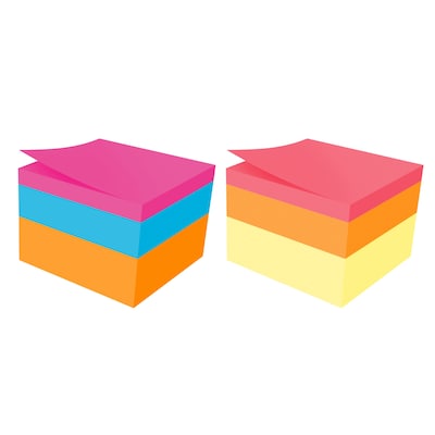 Post-it® Notes Cube, 2 in x 2 in, Assorted Bright Colors, 400 Sheets/Cube